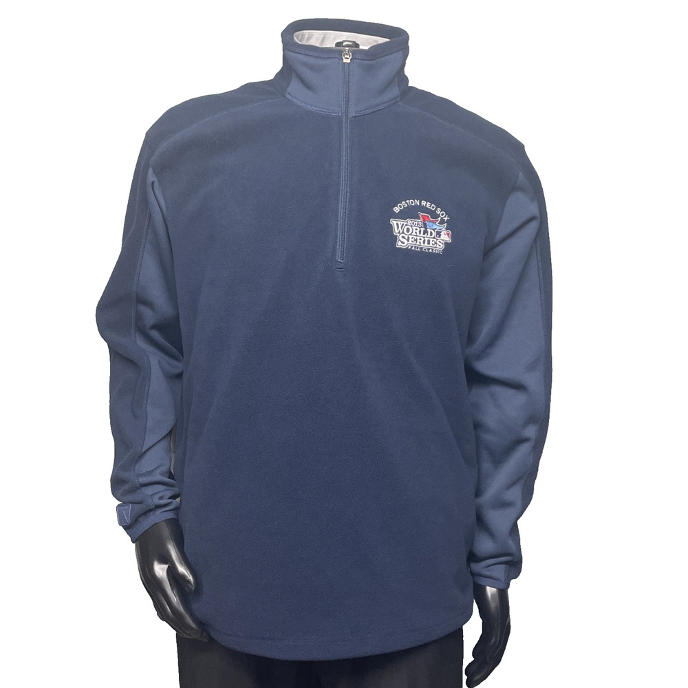 Antigua Mens M Boston Red Sox 2018 World Series 1/4-Zip Blue Fleece Embroidered